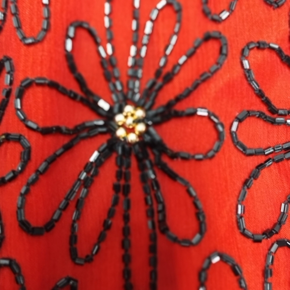 Red Ornate Blazer with Gold Trim and Beading Size:L - Picture 5 of 7